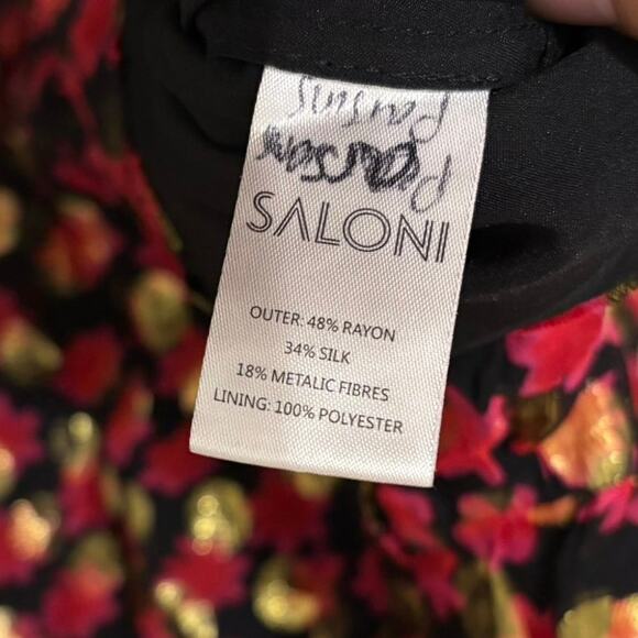 Saloni Red Gold Silk Tilly Floral Print Polka Dot Mini Dress Size 4 - Picture 7 of 7